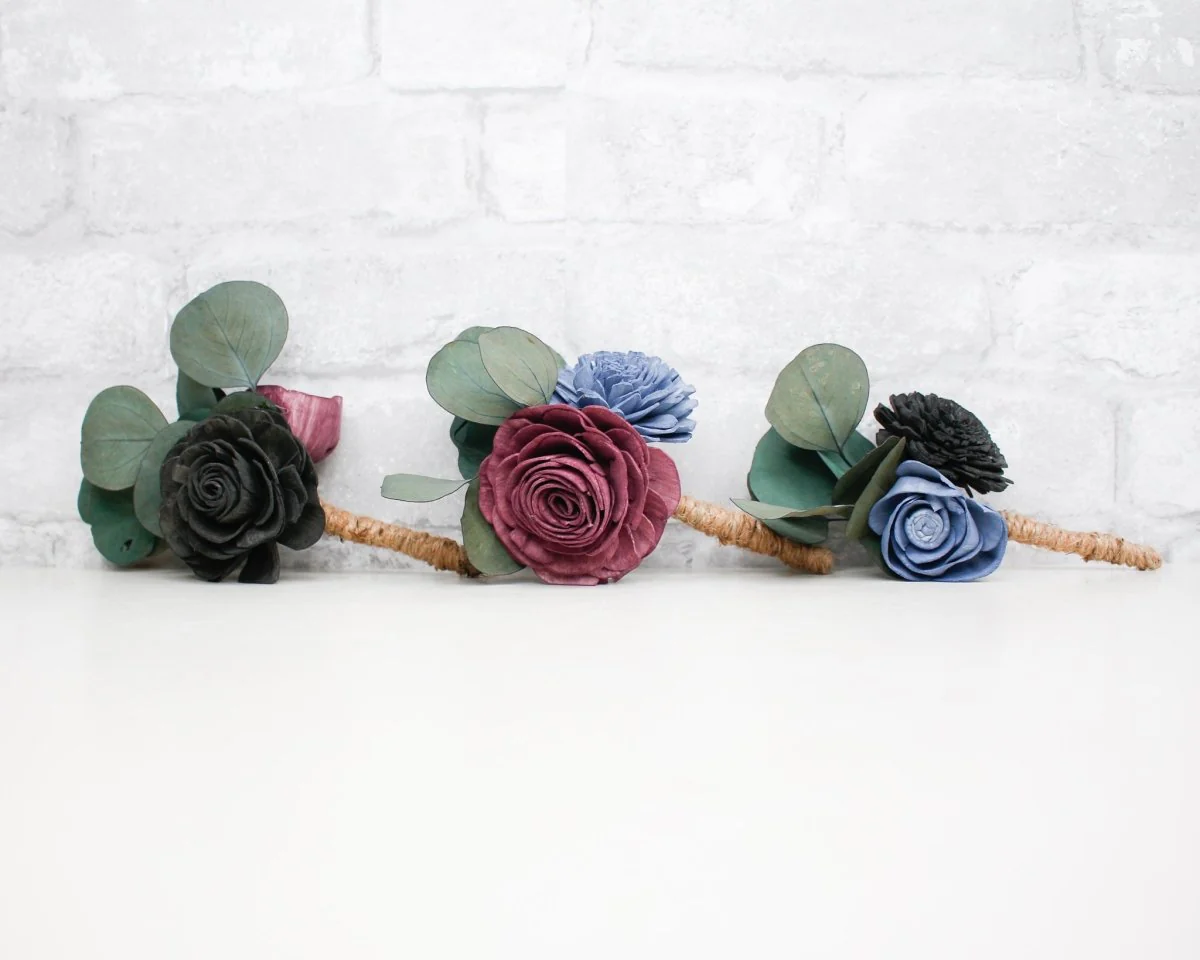 Black Forest Boutonniere (Set of 3)