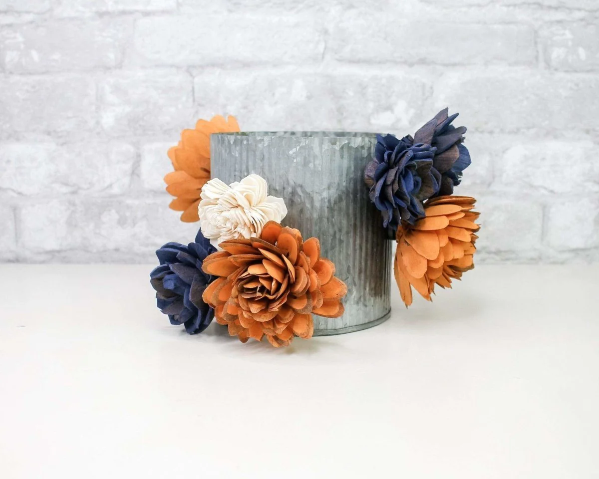 Wood Flower Magnet Set