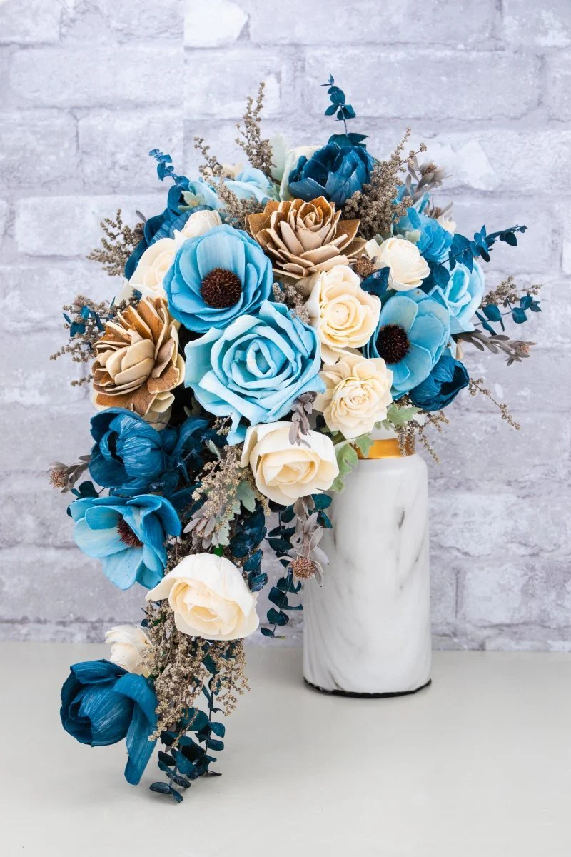 Hint Of Sapphire Cascade Bouquet