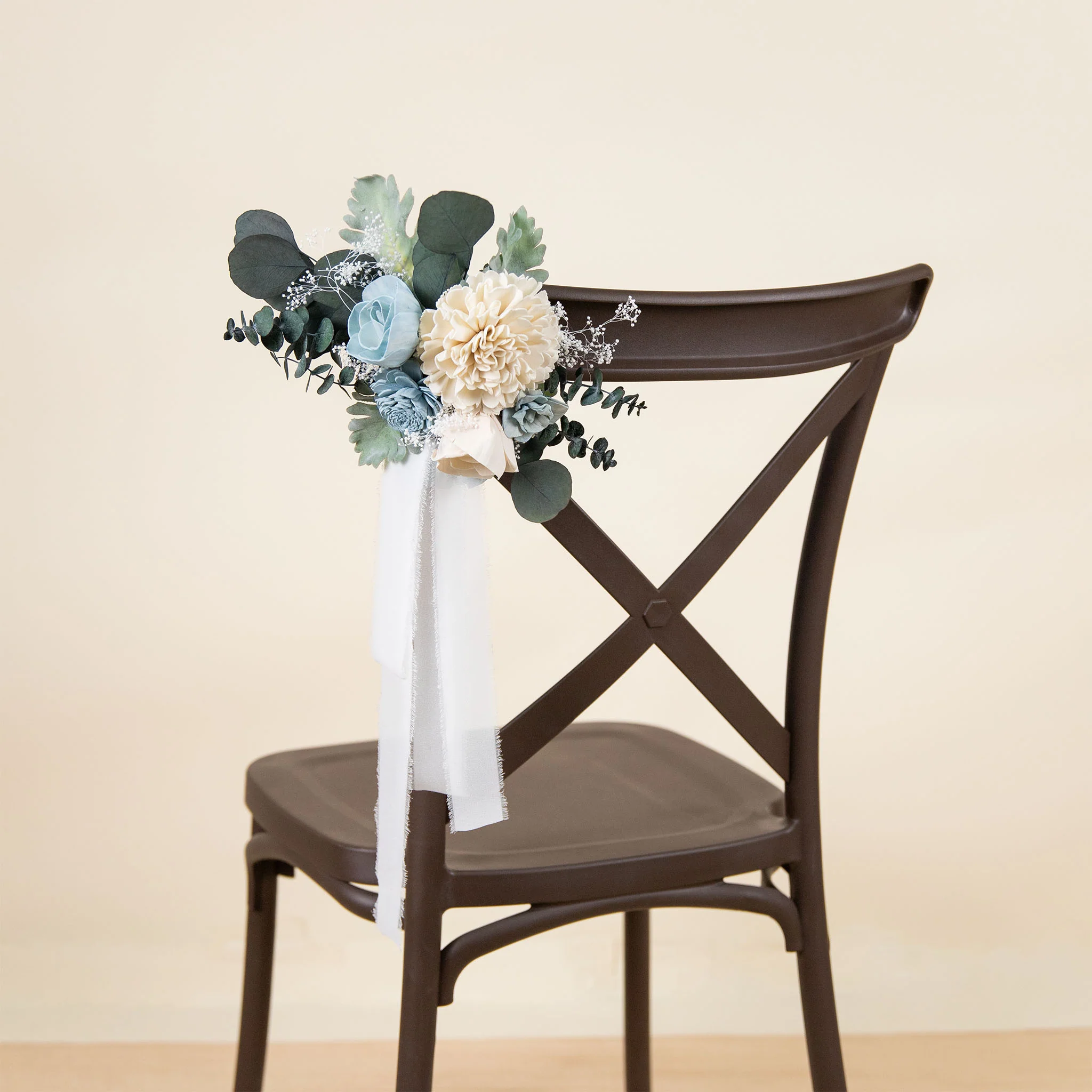 Luxe Ivory Chiffon Chair Decoration
