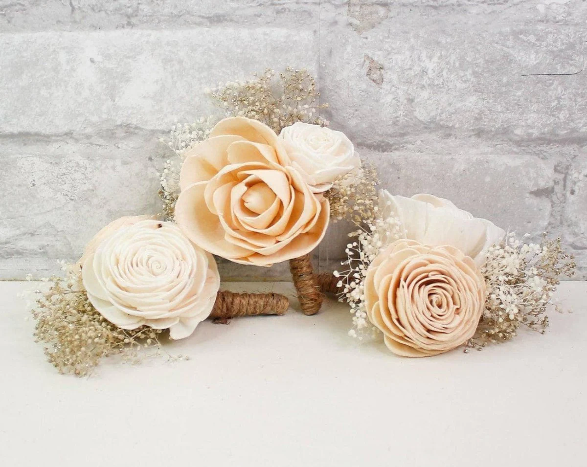 Nearly Nude Boutonniere (Set of 3)